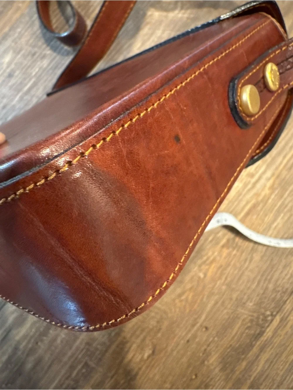 Vintage Oroton Australia Brown Leather Hard Shell Satchel Crossbody 7 x 6.5